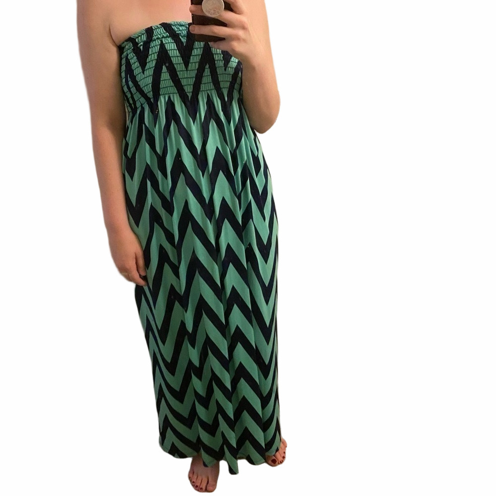 Raven Turquoise Chevron Dress Size Medium